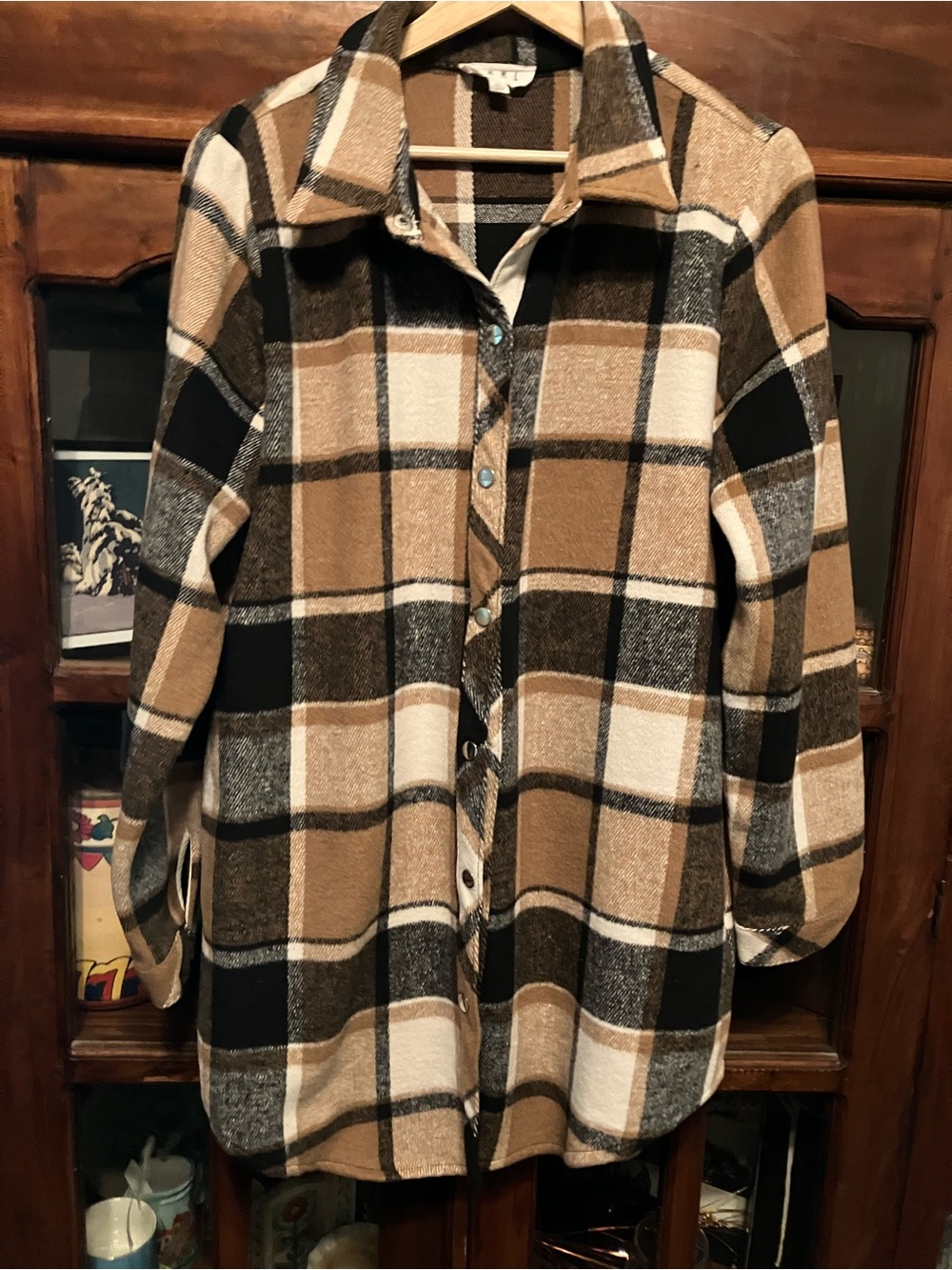 THML Tan, Black & White Plaid Jacket